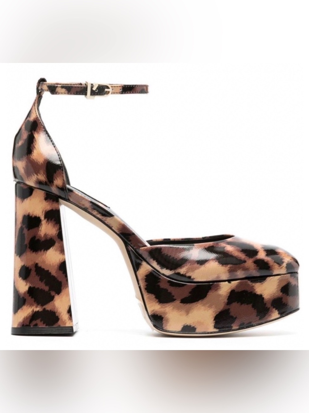 Larroudé Ari Leopard Print Patent Leather Platform Pump Size 7